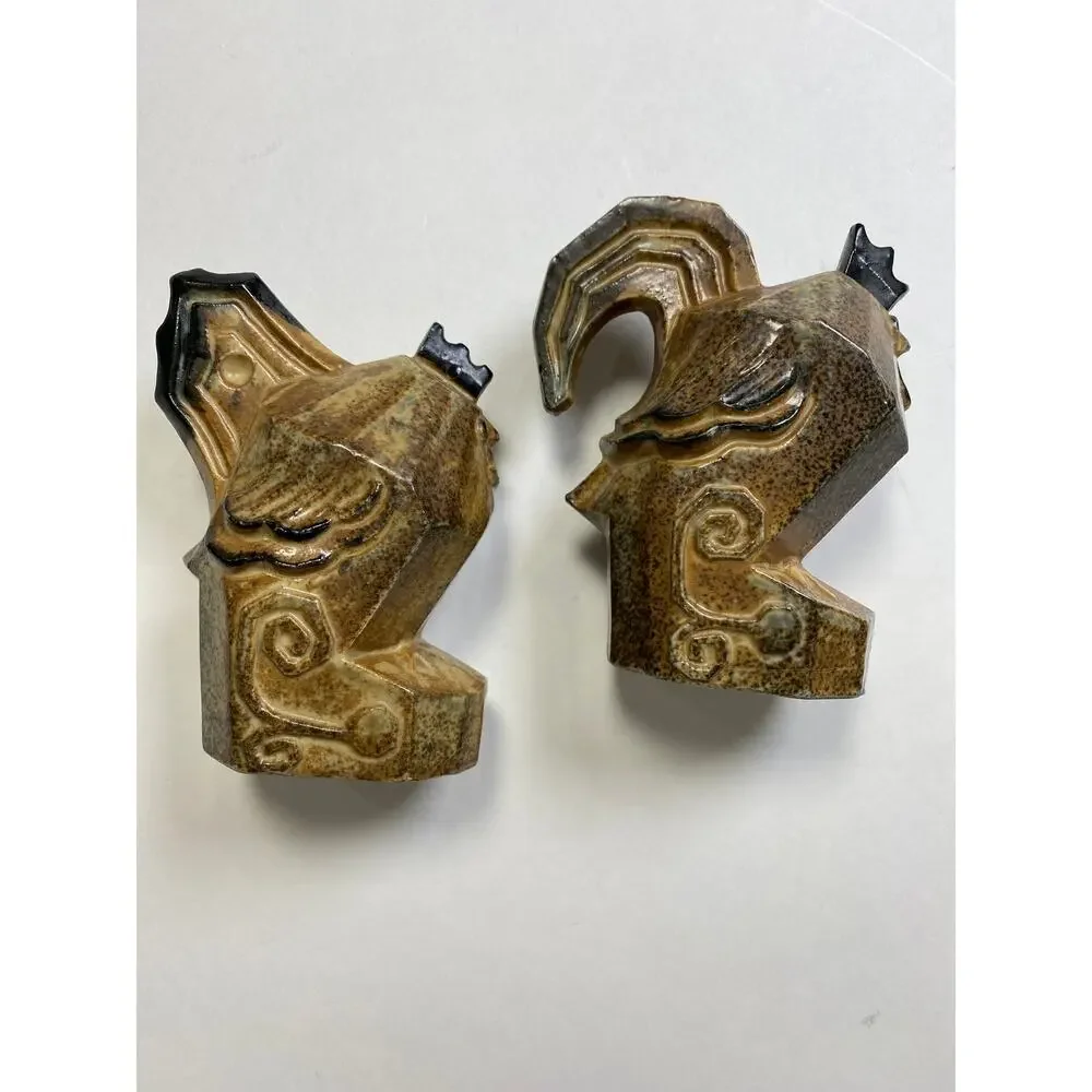 Vintage MCM Holt Howard Stonewear Salt Pepper Shakers Rooster Hen Chicken 4